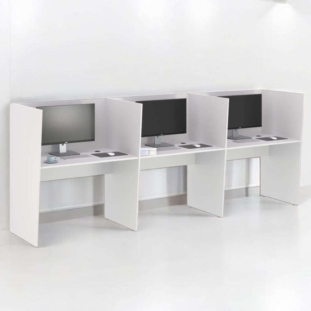 Estação de Trabalho Escritório Mesa Call Center 3 Lugares