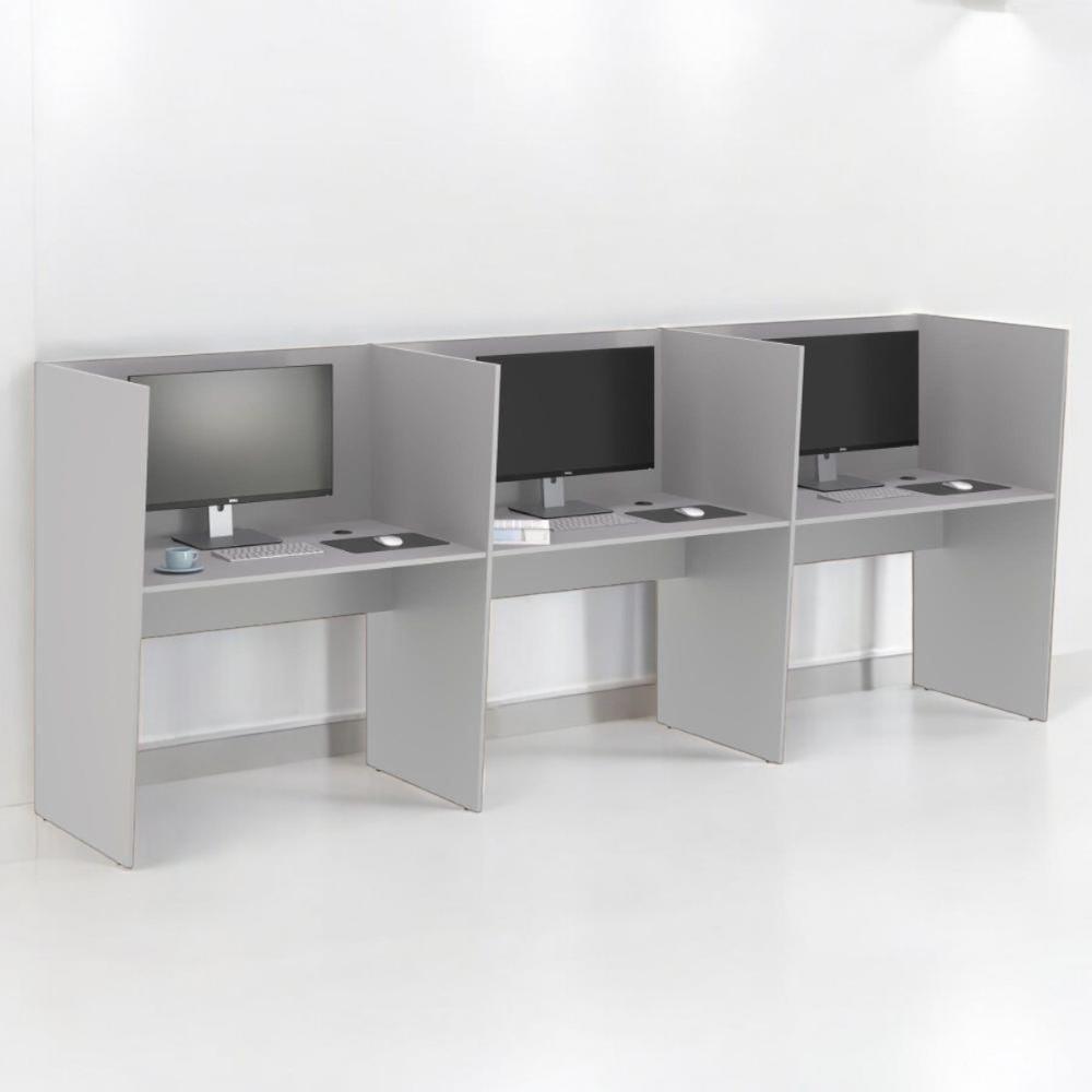 Estação de Trabalho Escritório Mesa Call Center 3 Lugares
