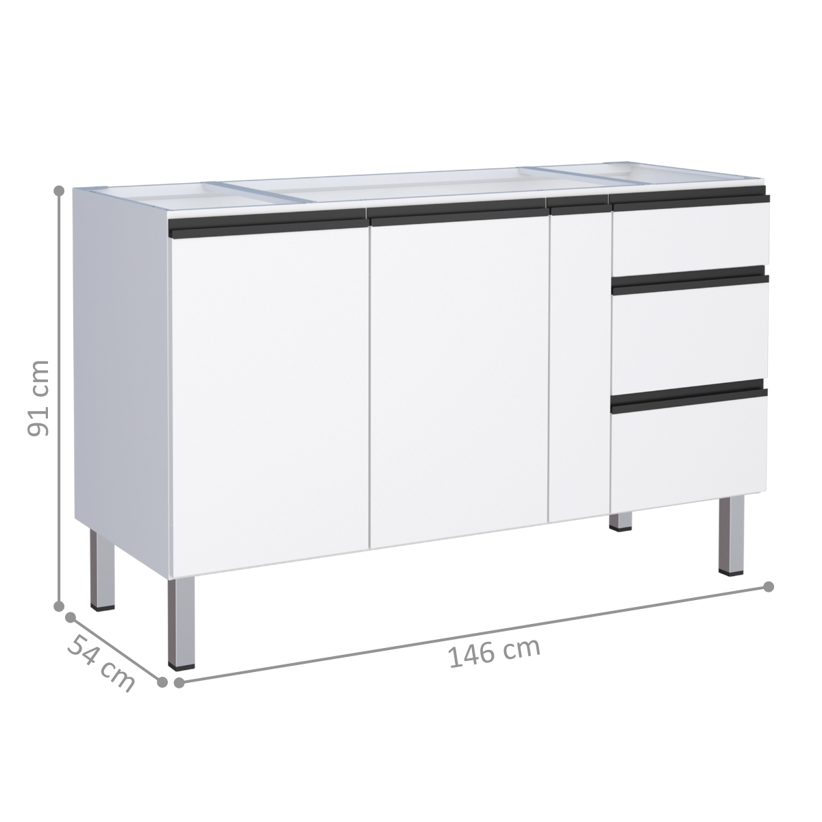 Gabinete de Cozinha para Pia 2 Portas Cambé Branco