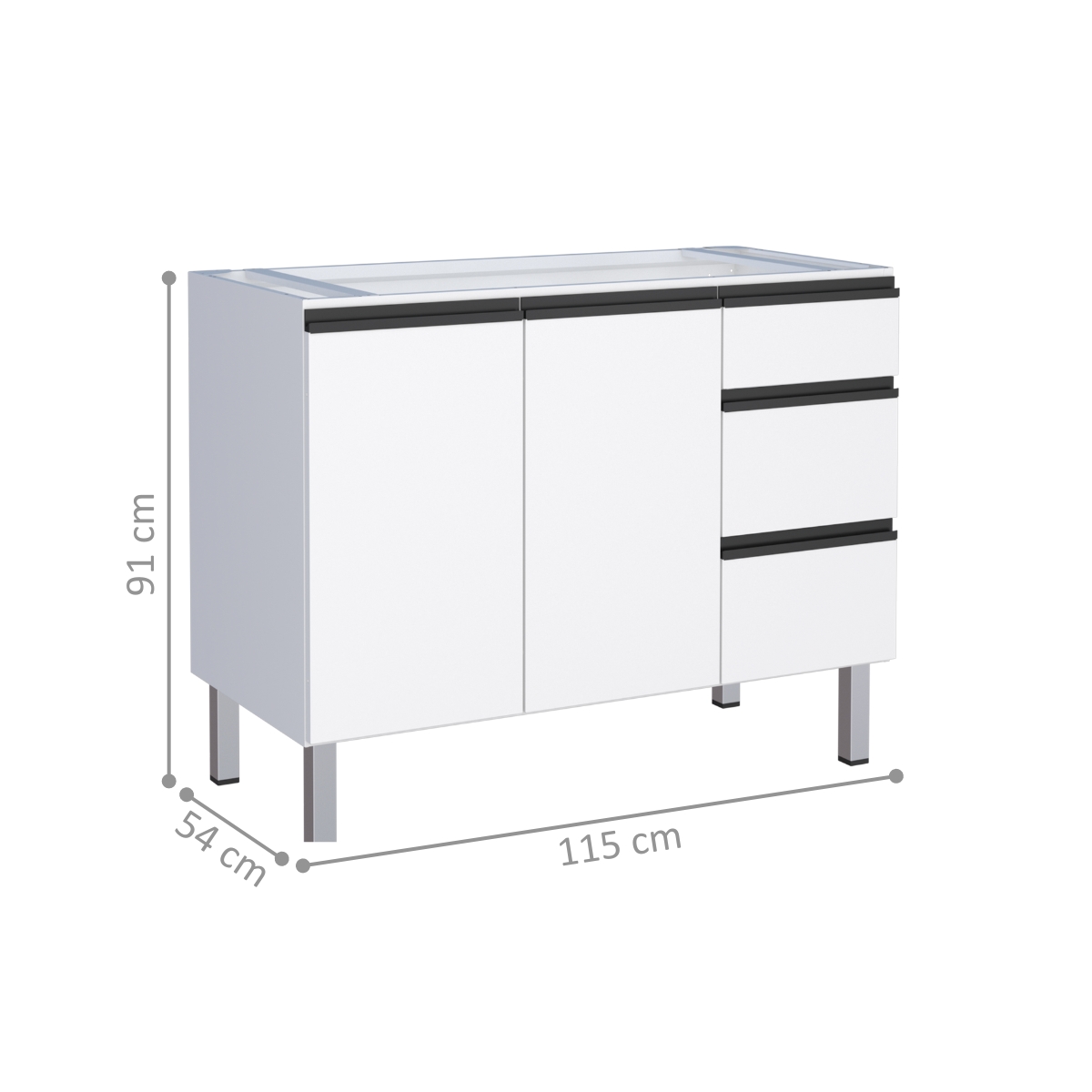 Gabinete de Cozinha para Pia 2 Portas Cambé Branco