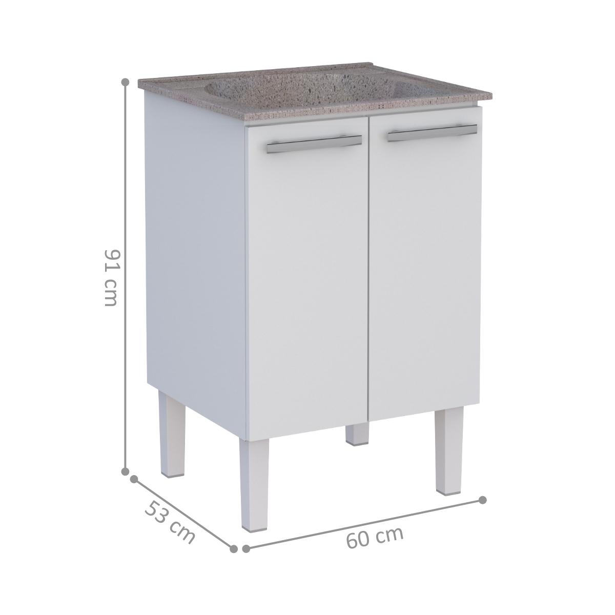 Gabinete para Lavanderia em Aço com Tanque Surubim Branco