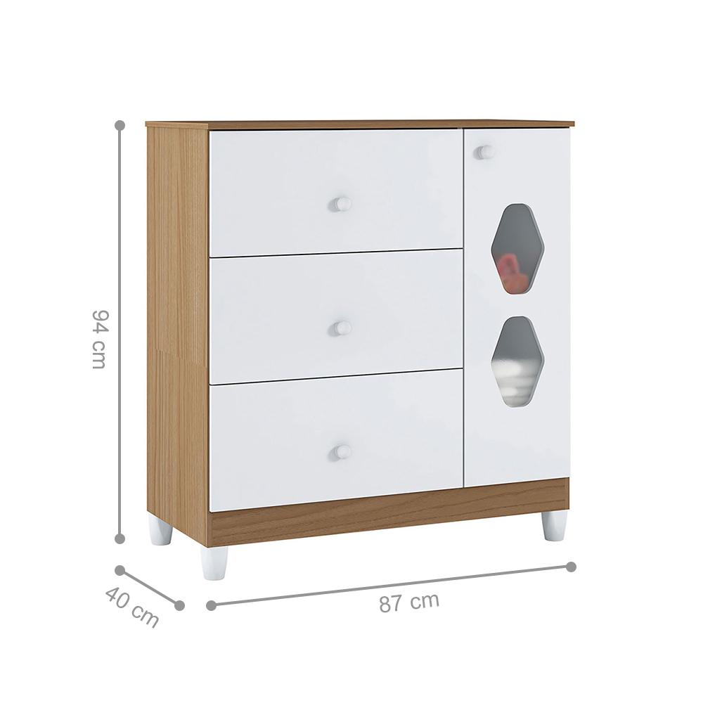 Gaveteiro 1 Porta Manchester Branco Almendra