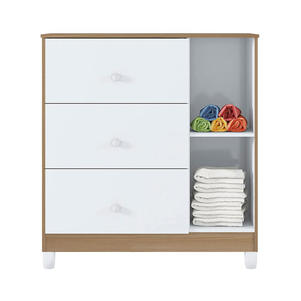 Gaveteiro 1 Porta Manchester Branco Almendra