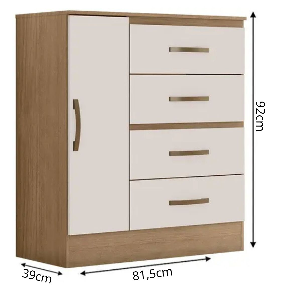 Gaveteiro Com 4 Gavetas 1 Porta Rancharia Nature Off White