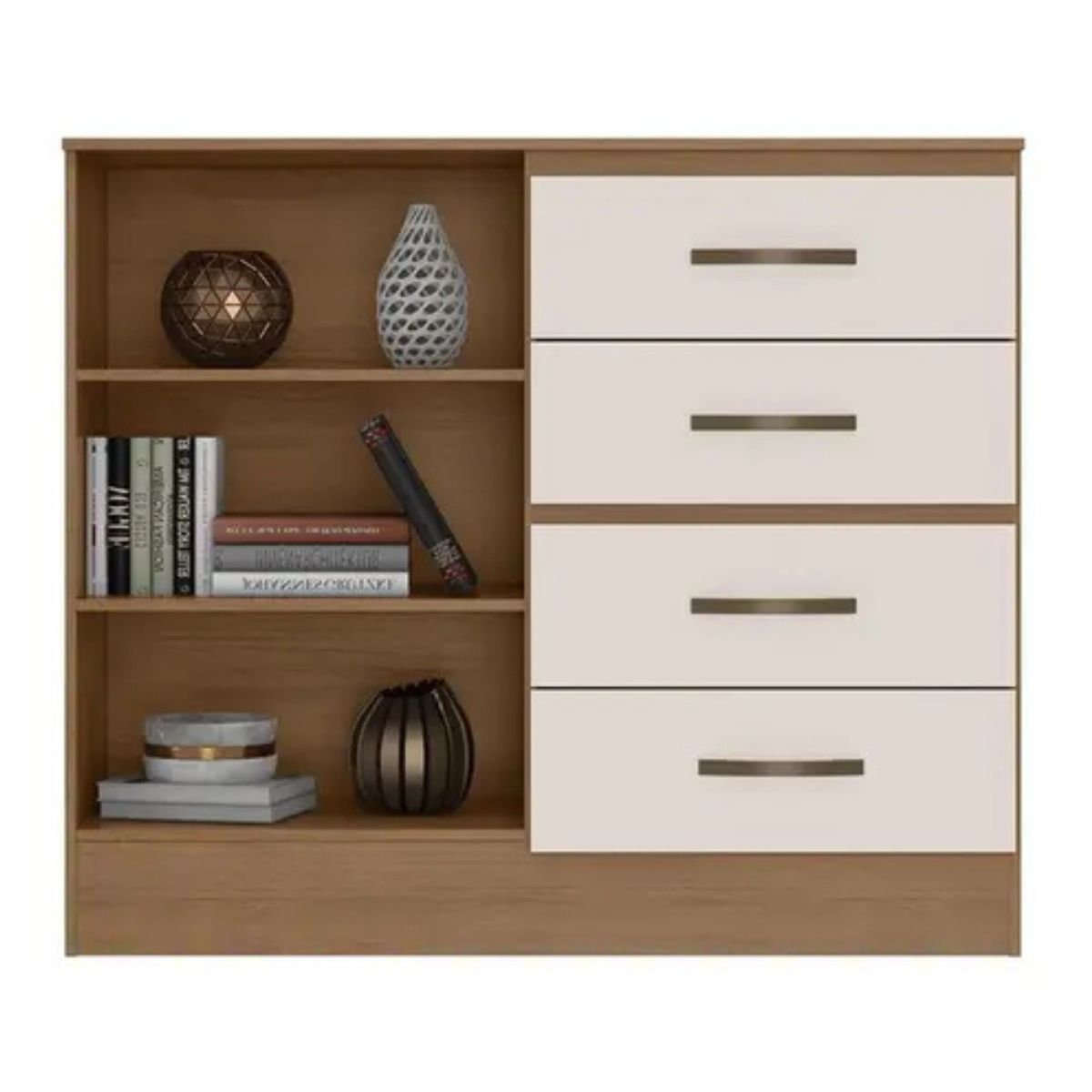 Gaveteiro Com 4 Gavetas 2 Porta Indiana Nature Off White