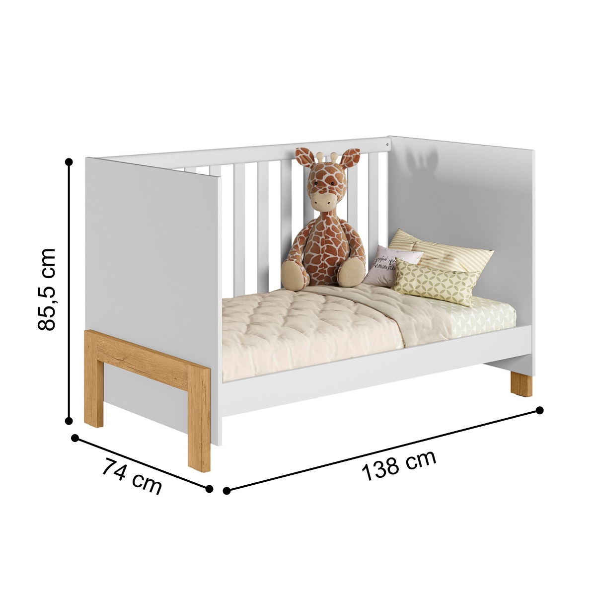 Gaveteiro e Berço Mini Cama Córdova Branco Acetinado