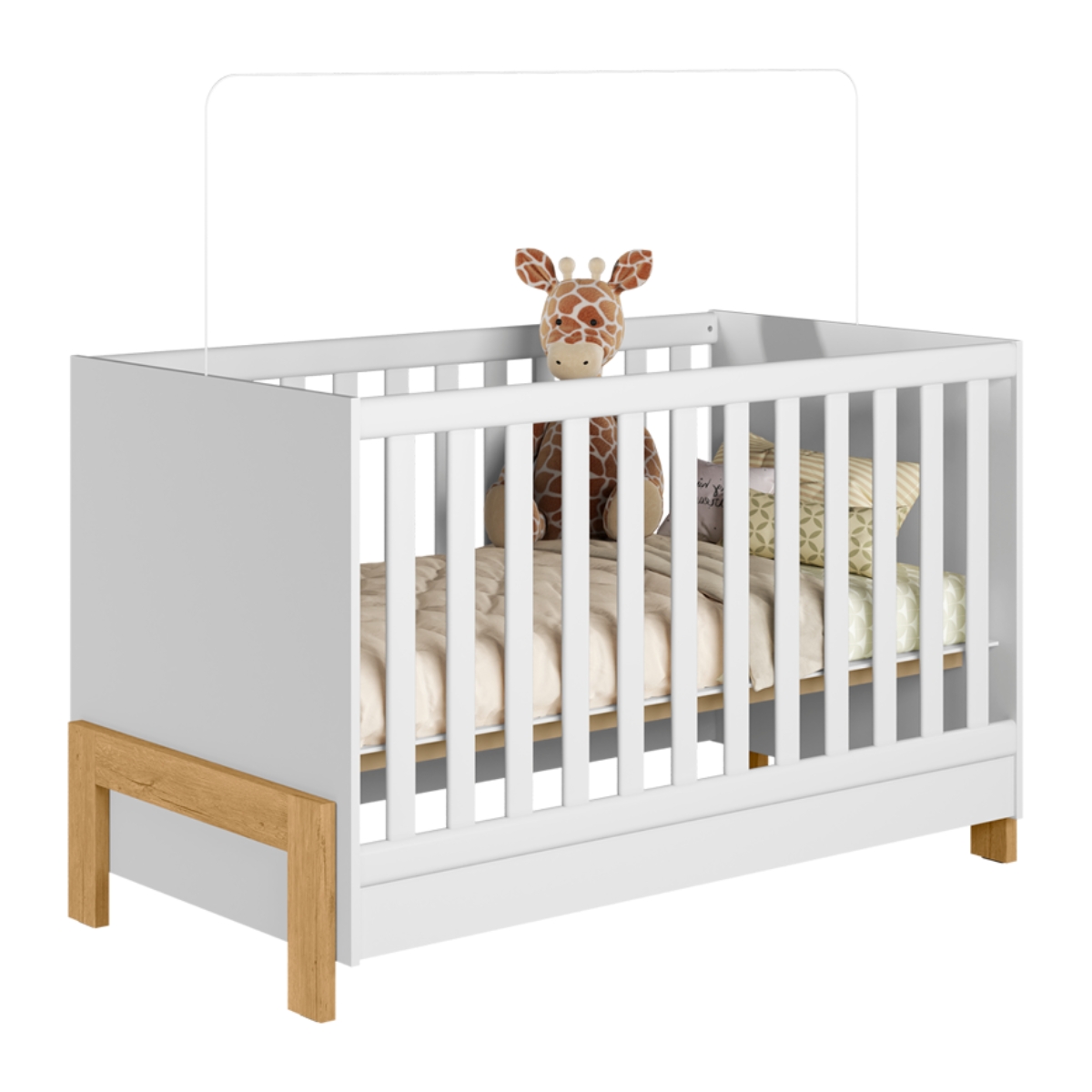 Gaveteiro e Berço Mini Cama Córdova Branco Acetinado