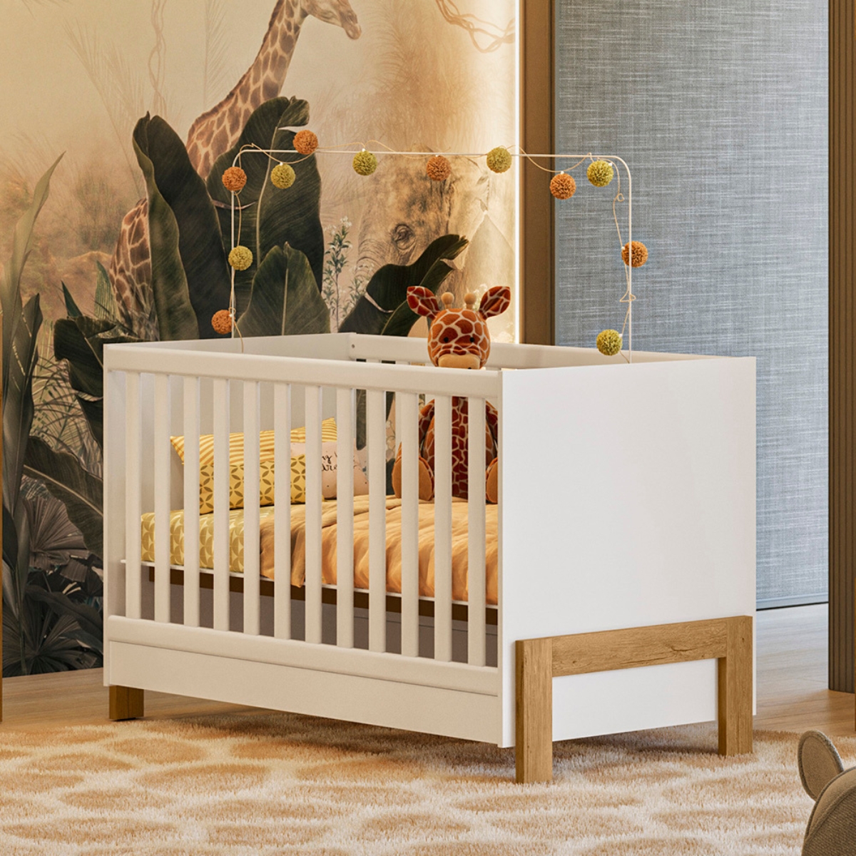 Gaveteiro e Berço Mini Cama Córdova Branco Acetinado