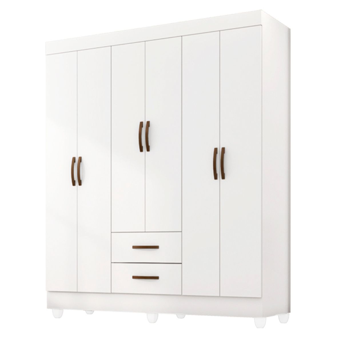 Guarada Roupa Casal com 6 Portas Guararapes Branco Brilho