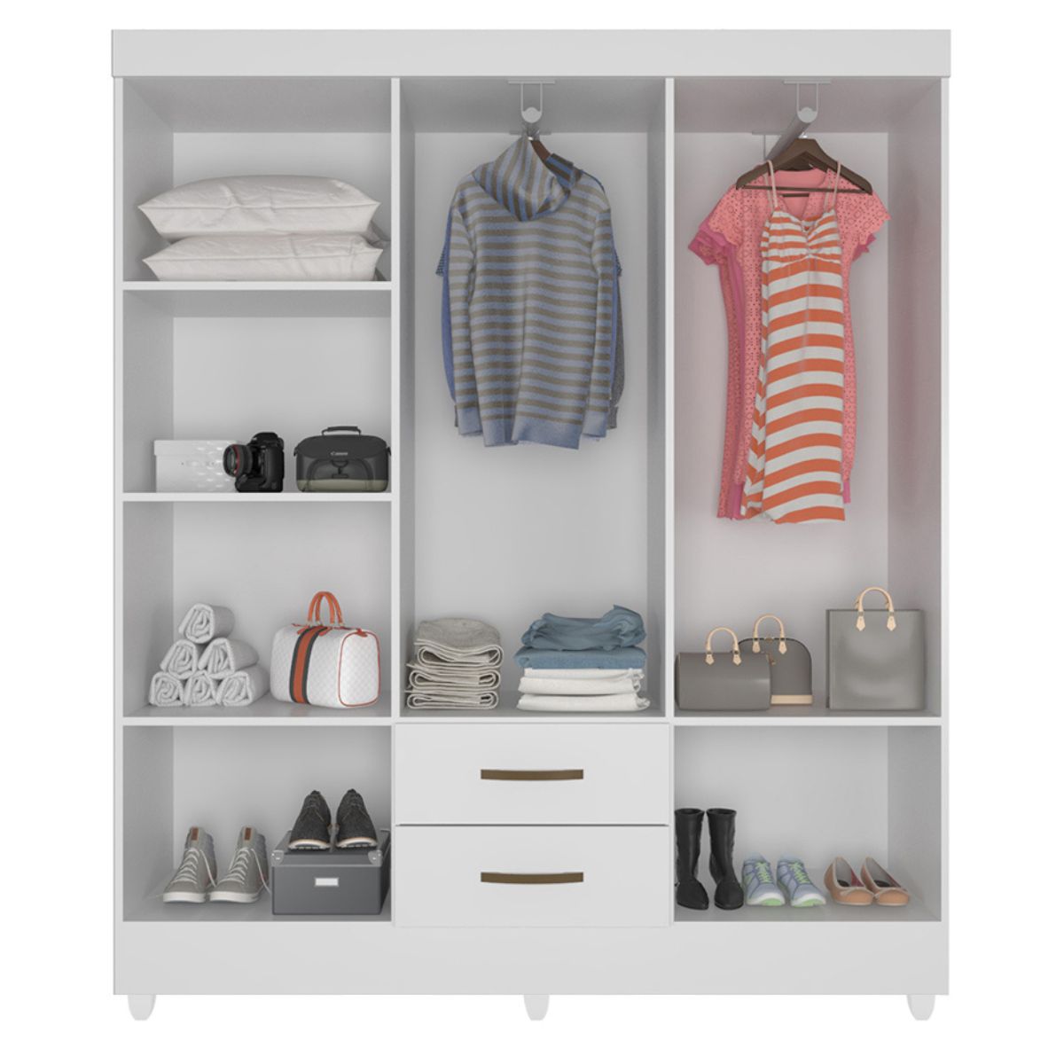 Guarada Roupa Casal com 6 Portas Guararapes Branco Brilho