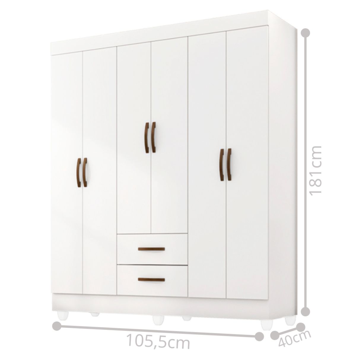 Guarada Roupa Casal com 6 Portas Guararapes Branco Brilho