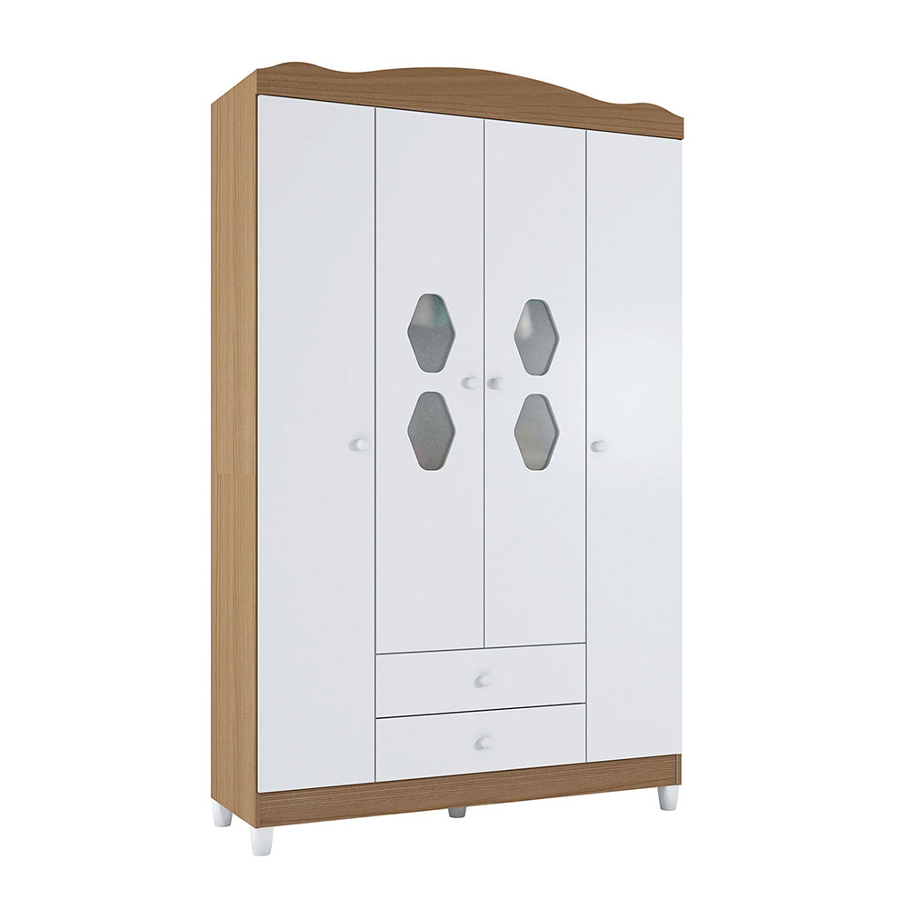 Guarda-Roupa 2 Gavetas Córdoba Branco Almendra