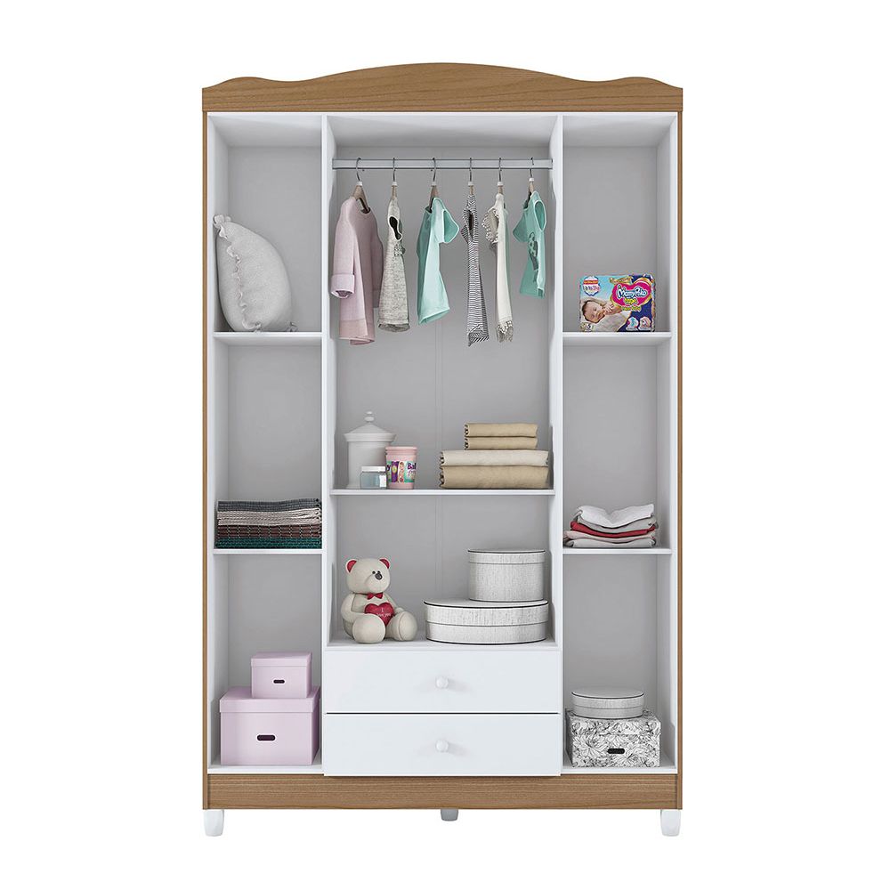 Guarda-Roupa 2 Gavetas Córdoba Branco Almendra