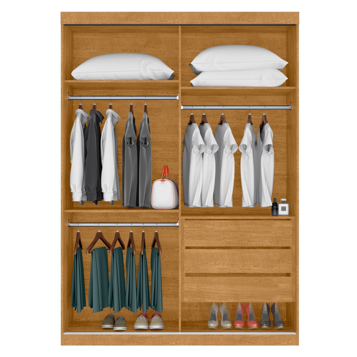 Guarda Roupa 2 Portas e 3 Gavetas Kassel Naturalle 