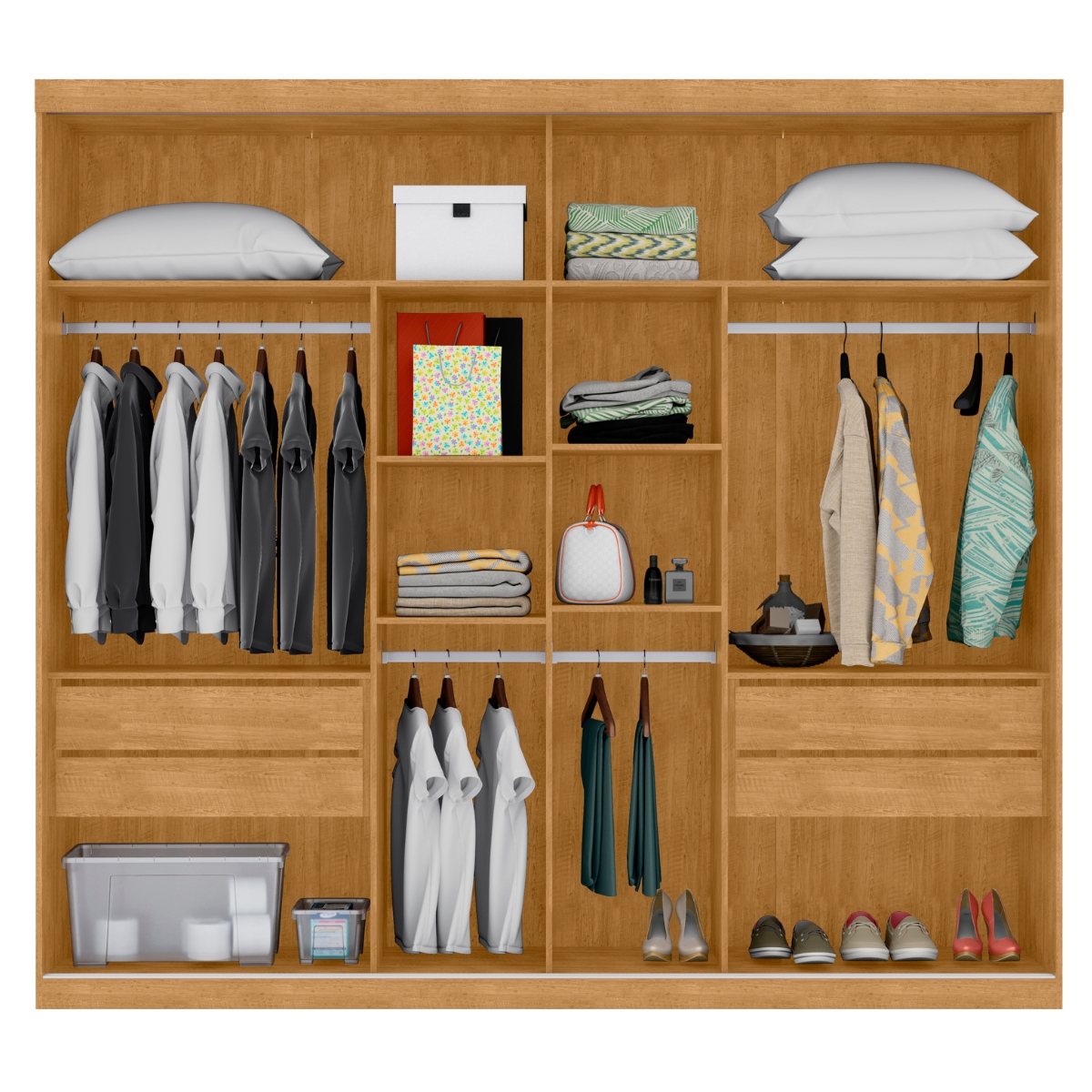Guarda Roupa 2 Portas e 4 Gavetas Quatis Naturalle