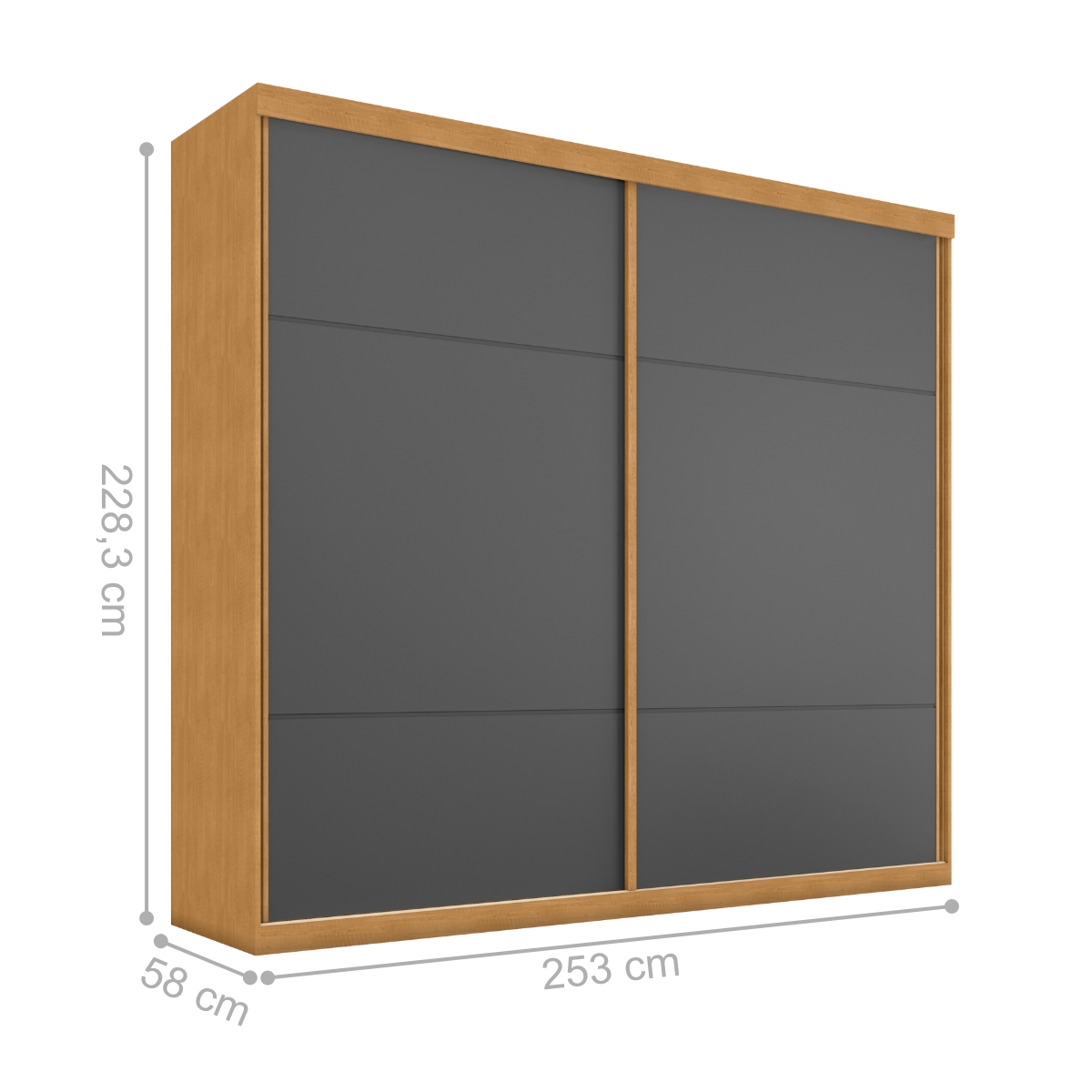 Guarda Roupa 2 Portas e 4 Gavetas Quatis Naturalle Grafite