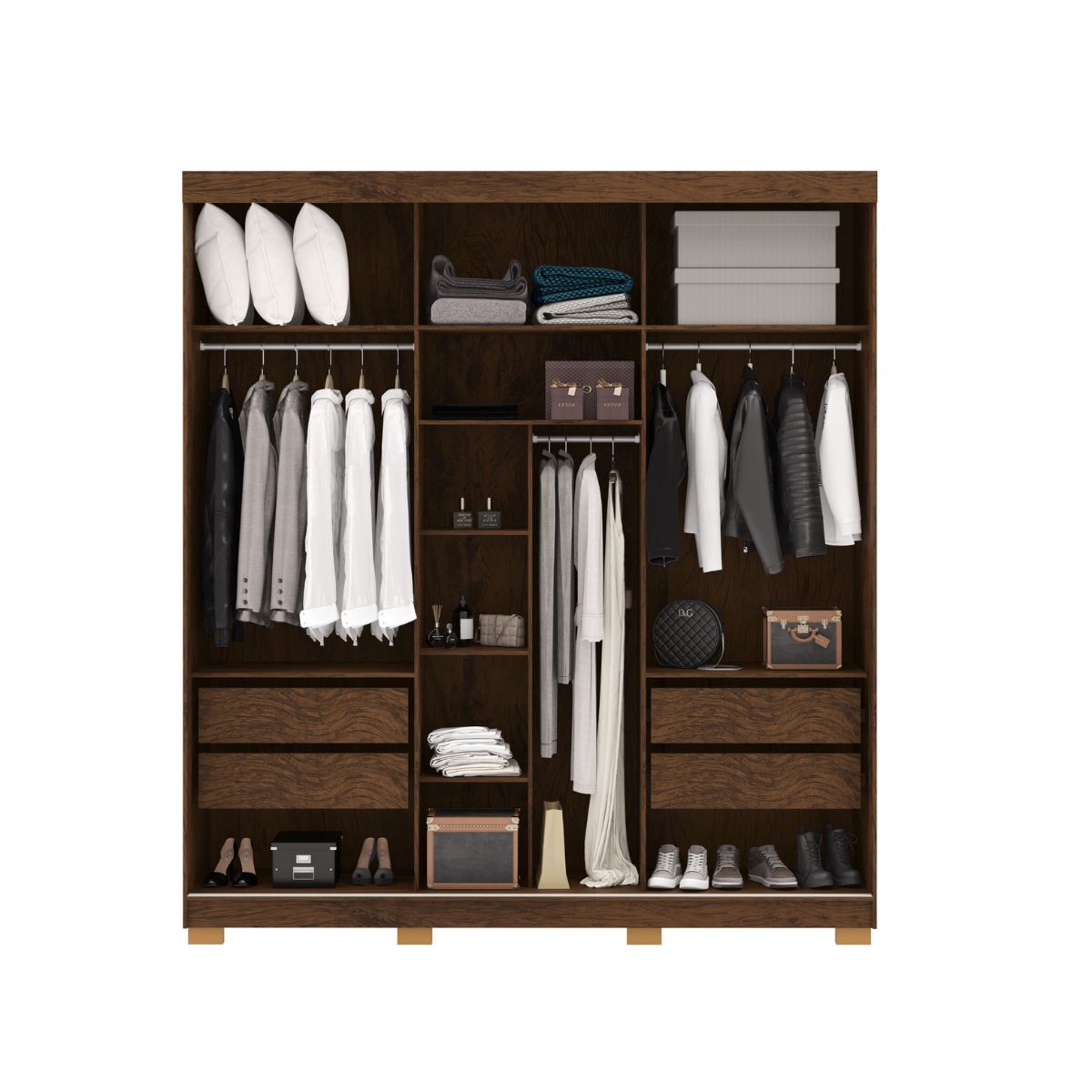 Guarda Roupa 3 Portas Correr Espelho Etiópia Branco Camarim