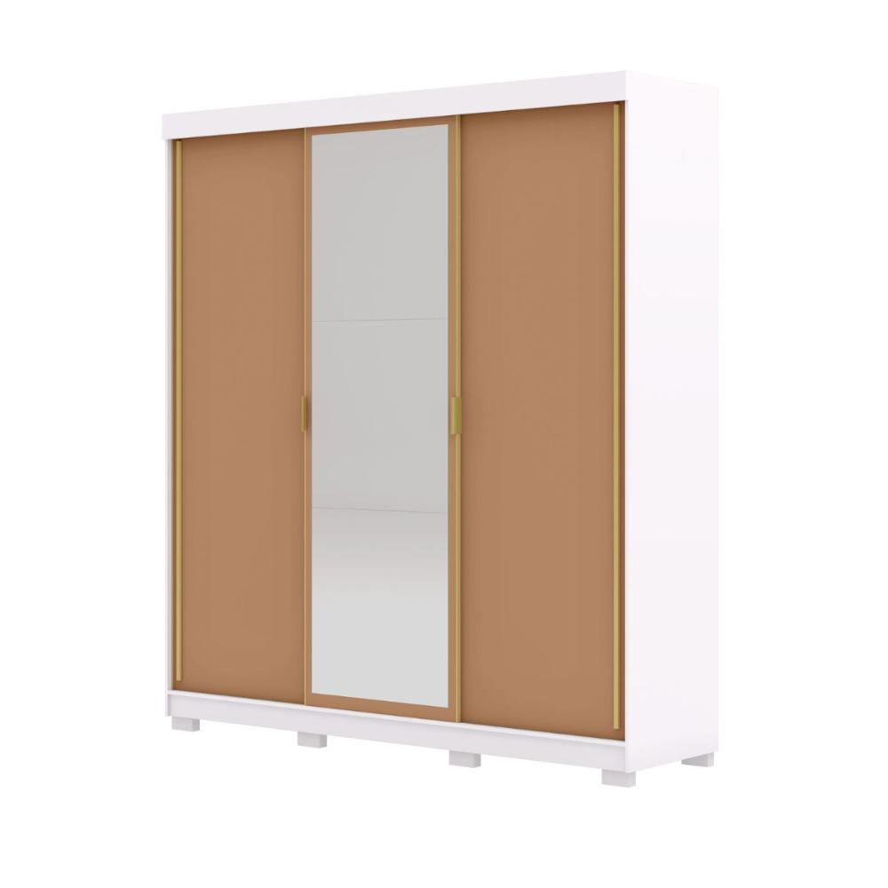 Guarda Roupa 3 Portas Correr Espelho Etiópia Branco Camarim