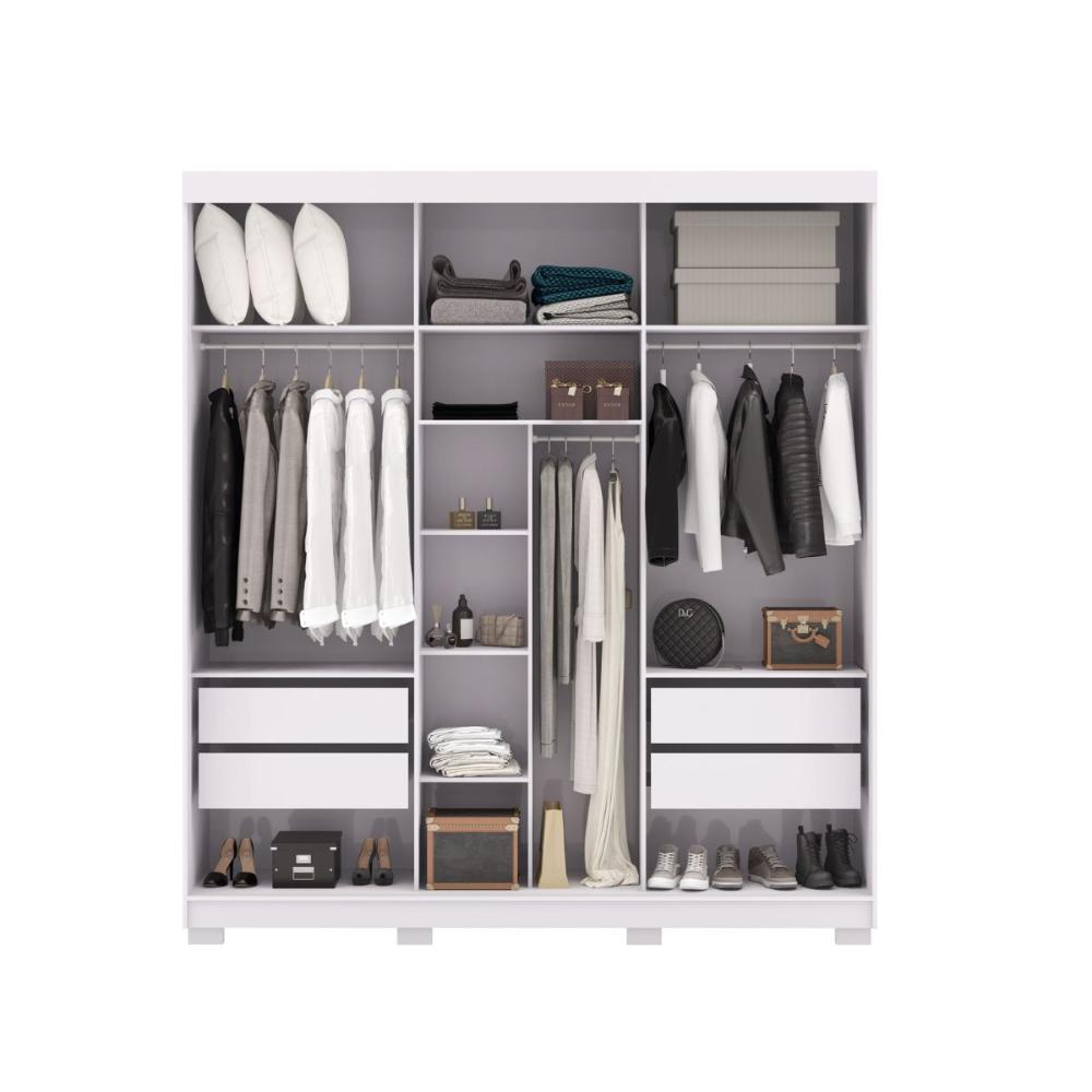 Guarda Roupa 3 Portas Correr Espelho Etiópia Branco Camarim