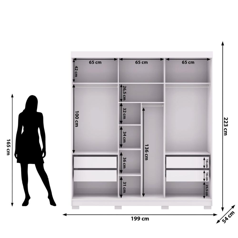 Guarda Roupa 3 Portas Correr Espelho Etiópia Branco Camarim