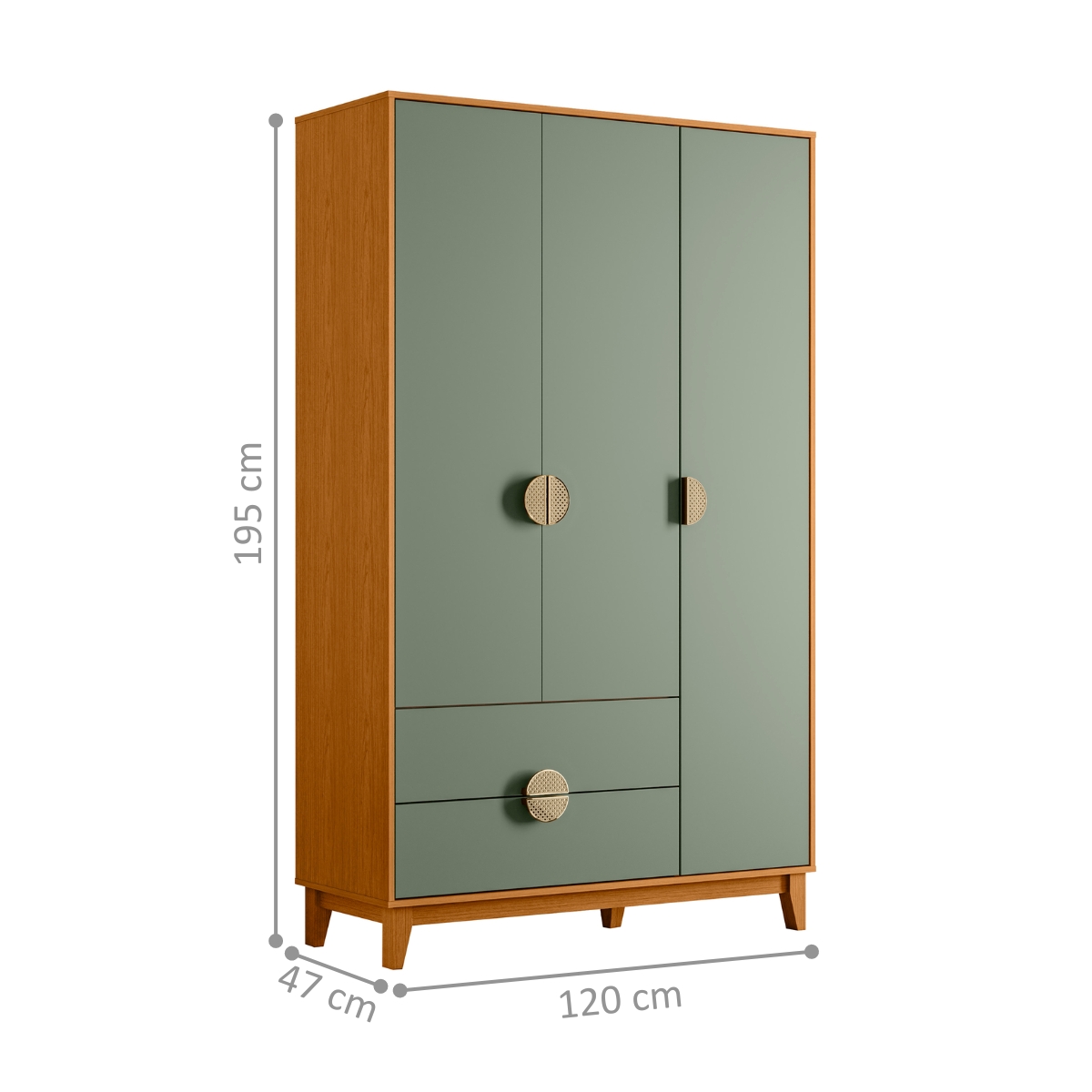 Guarda Roupa 3 Portas Tapira  Cinamomo Sálvia