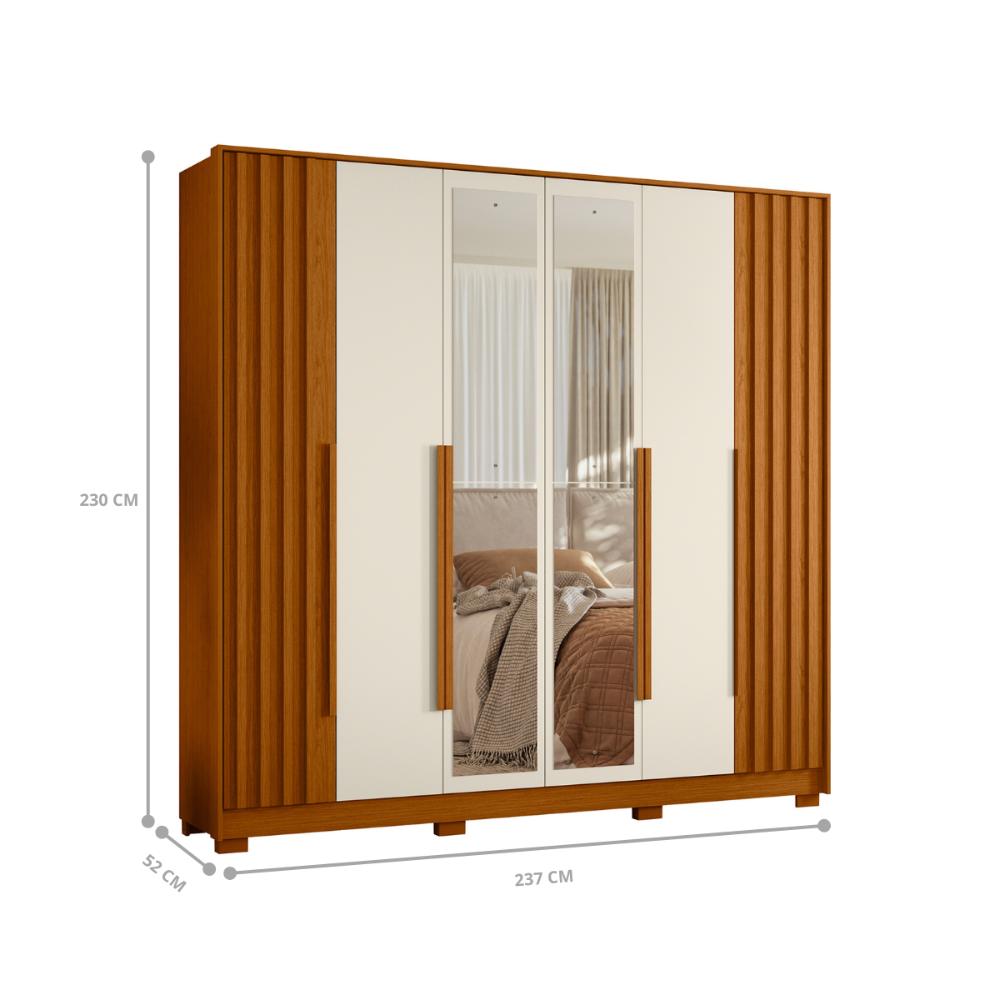 Guarda Roupa 4 Gavetas Espelho Lui  Cinamomo Off White