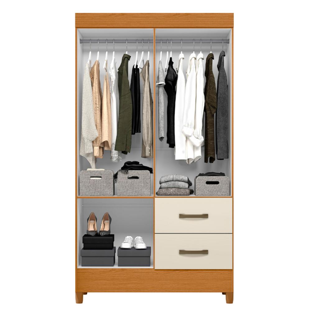 Guarda Roupa 4 Portas Cancun Com Espelho Cinamomo Off White
