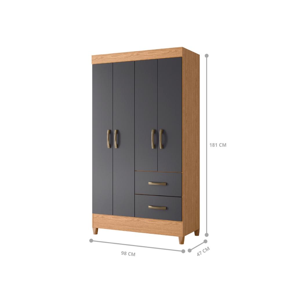 Guarda Roupa 4 Portas Cancun Freijó Titanium