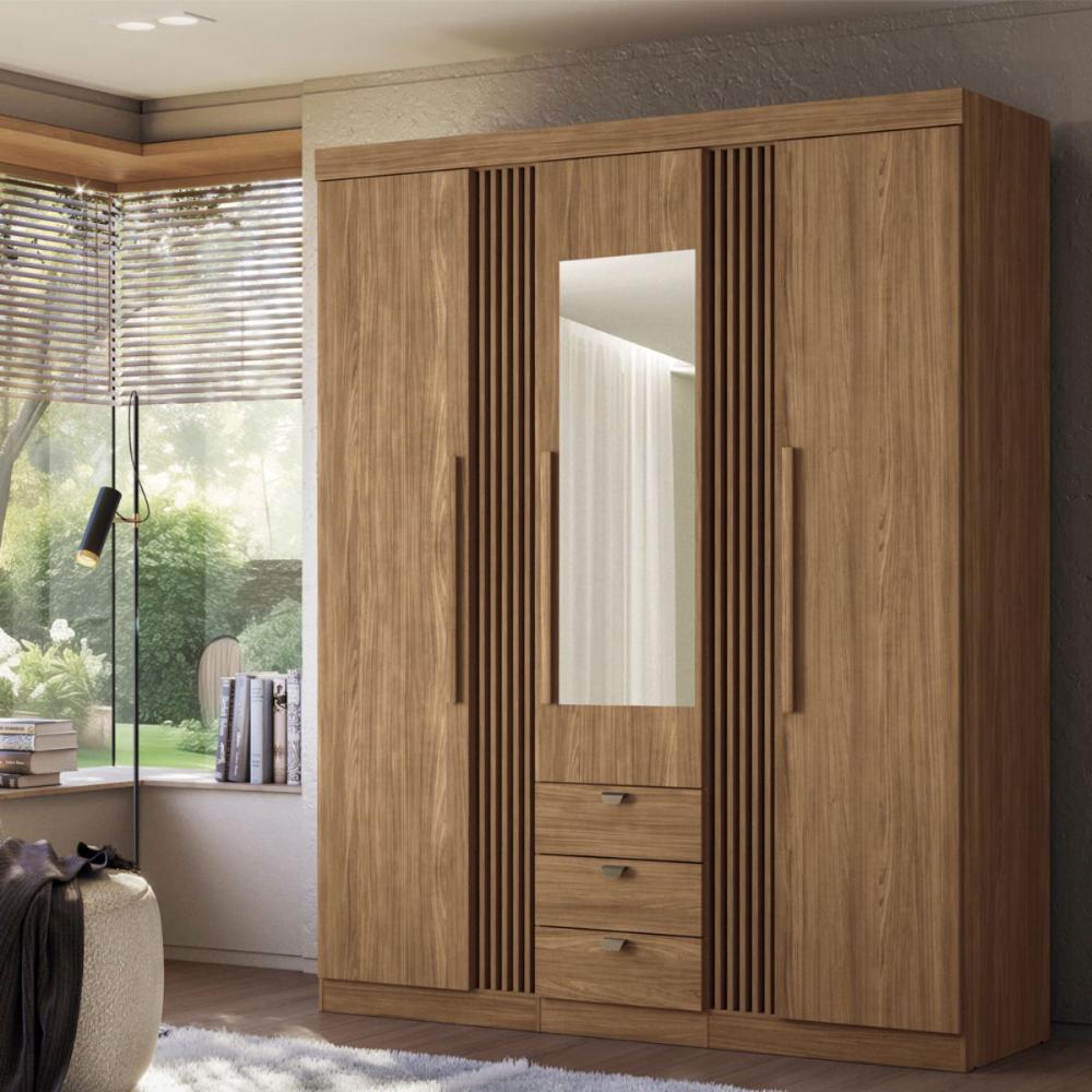 Guarda Roupa 4 Portas Espelho Amazonas 4.4 Jatoba 