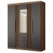 Guarda Roupa 4 Portas Espelho Amazonas 4.4 Jatoba Grafite