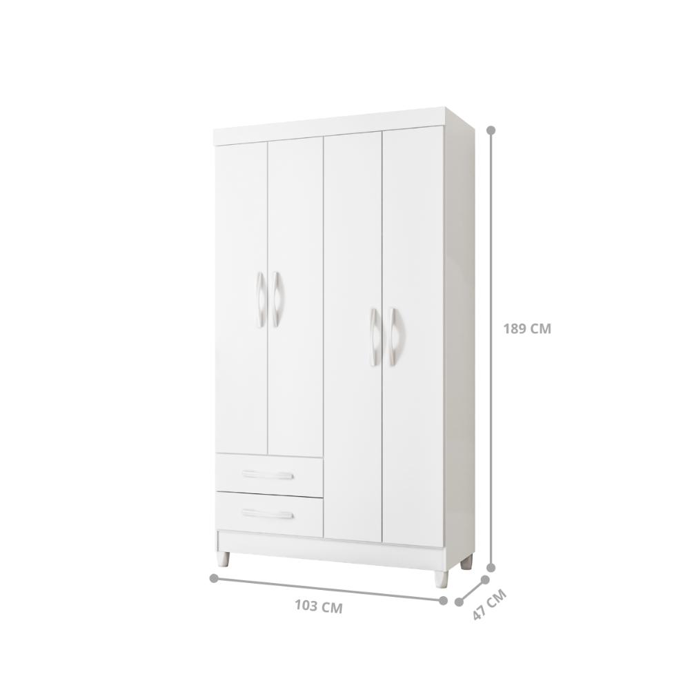 Guarda Roupa 4 Portas Valentina Branco