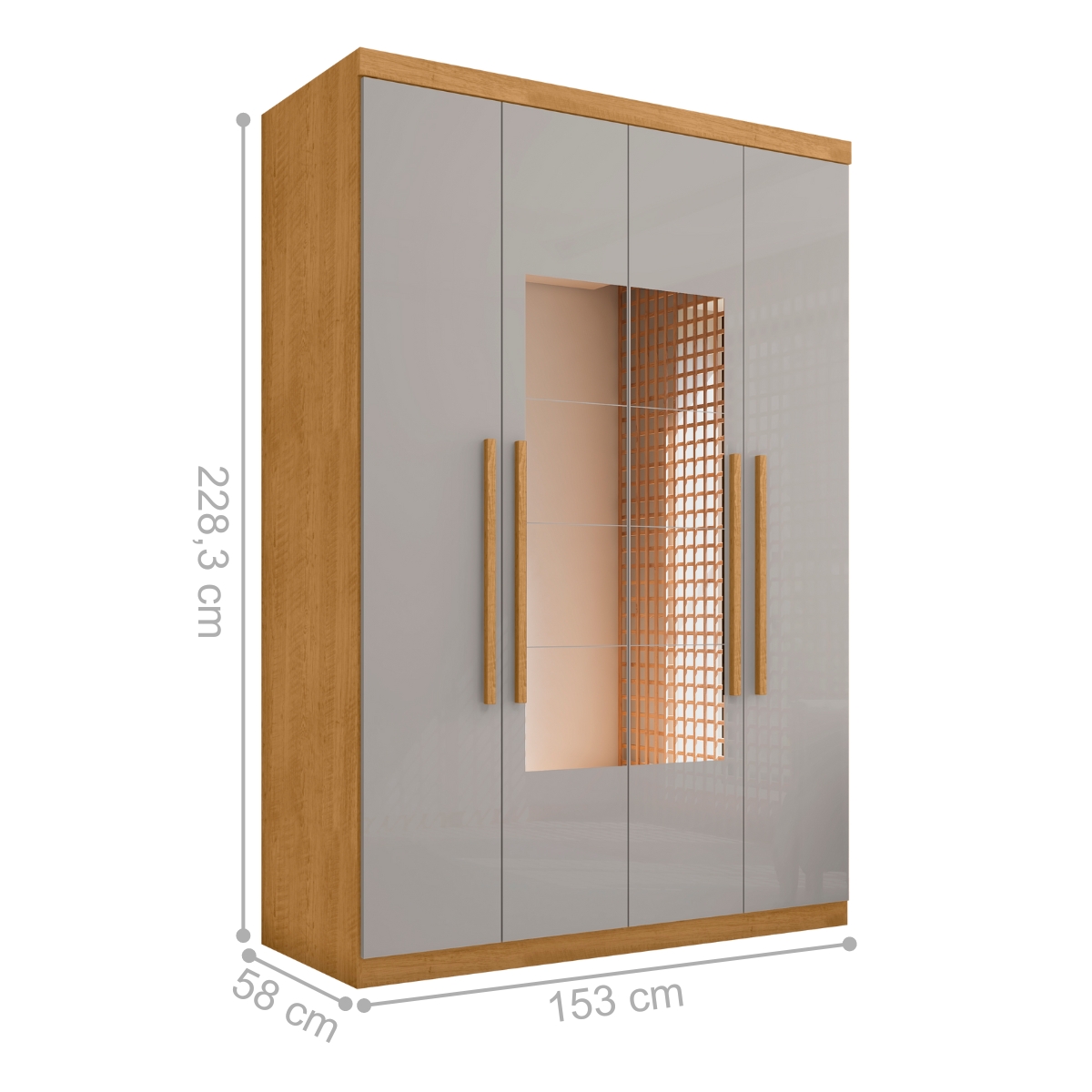 Guarda Roupa 4 Portas com Espelho Carimã Naturalle Off White