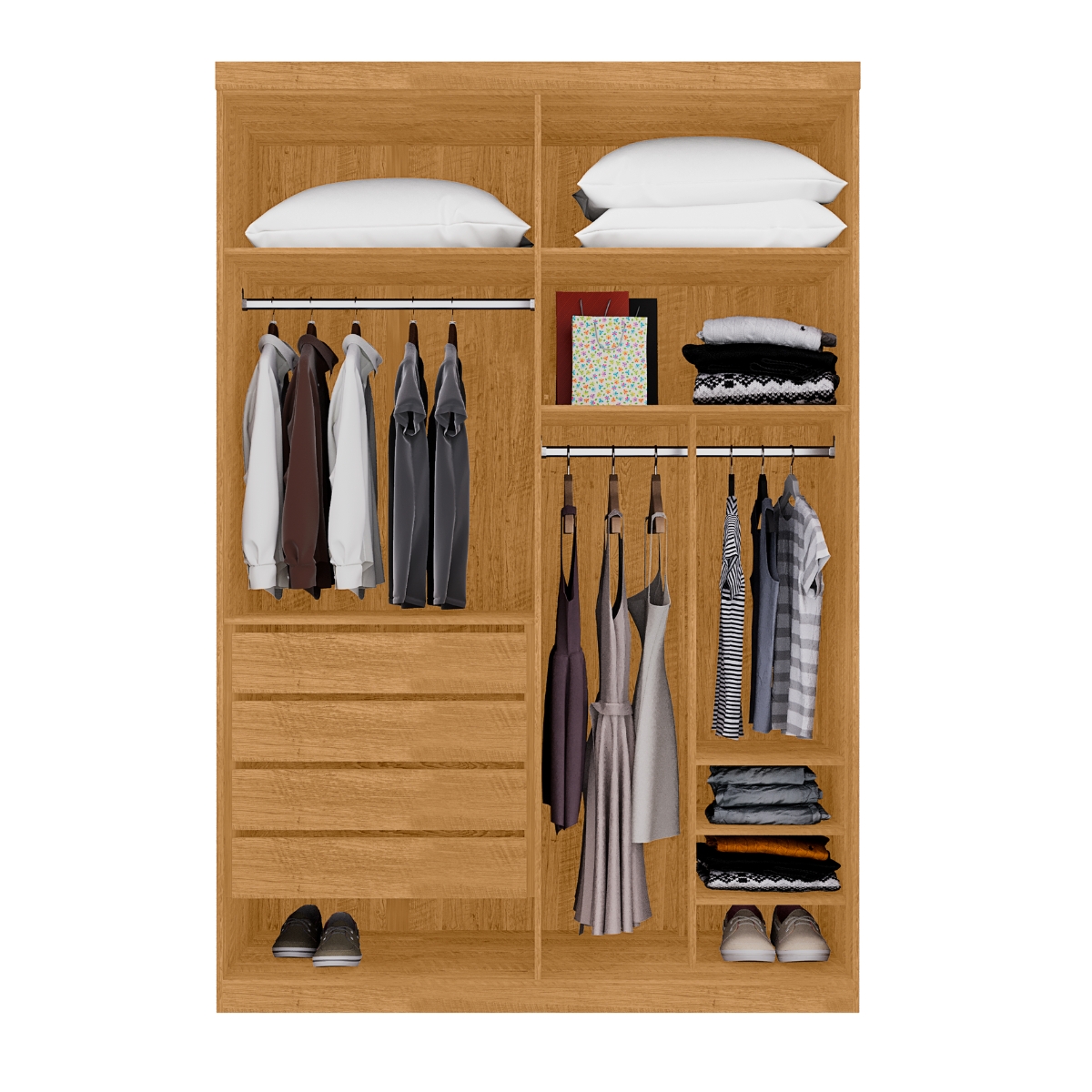 Guarda Roupa 4 Portas com Espelho Carimã Naturalle Off White