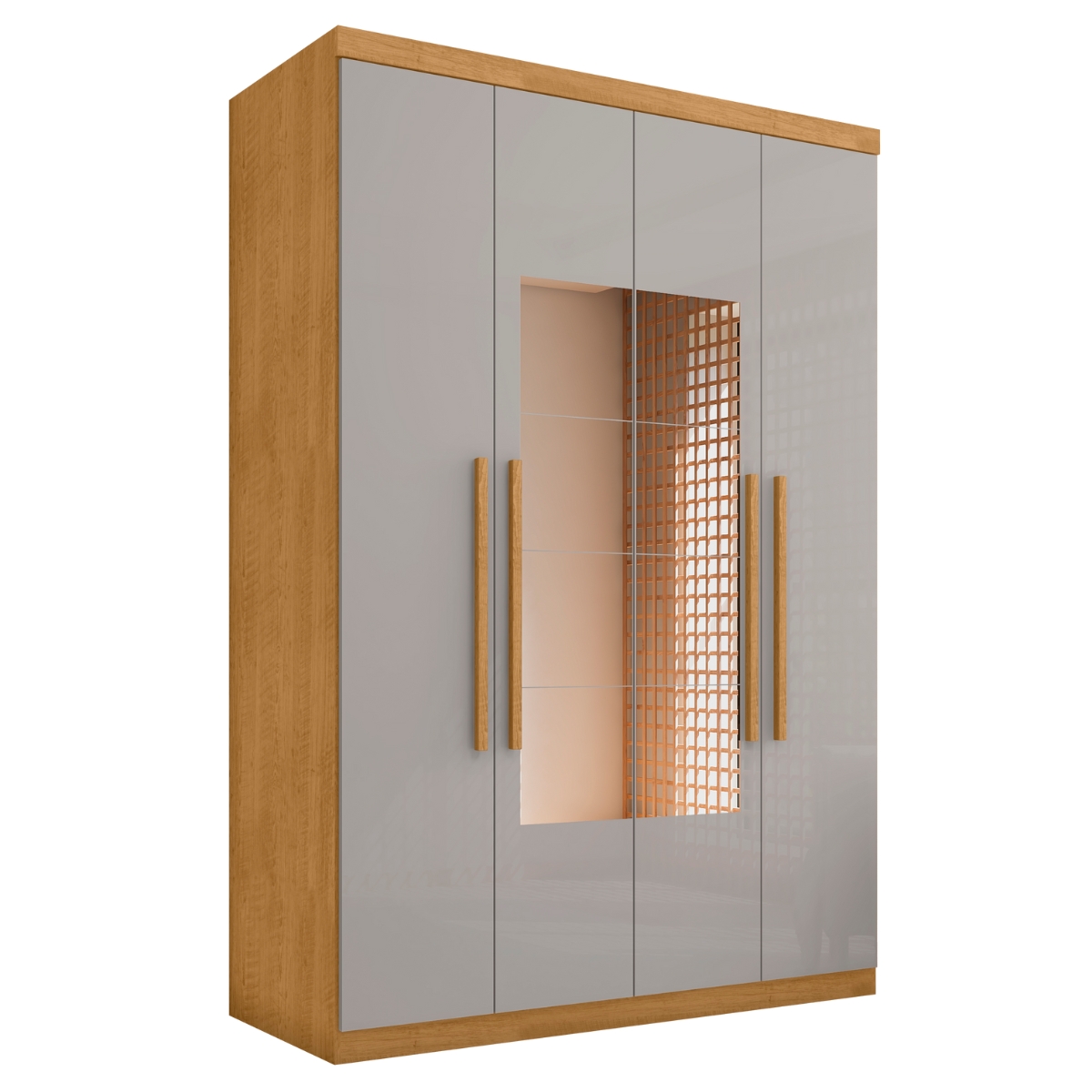 Guarda Roupa 4 Portas com Espelho Carimã Naturalle Off White