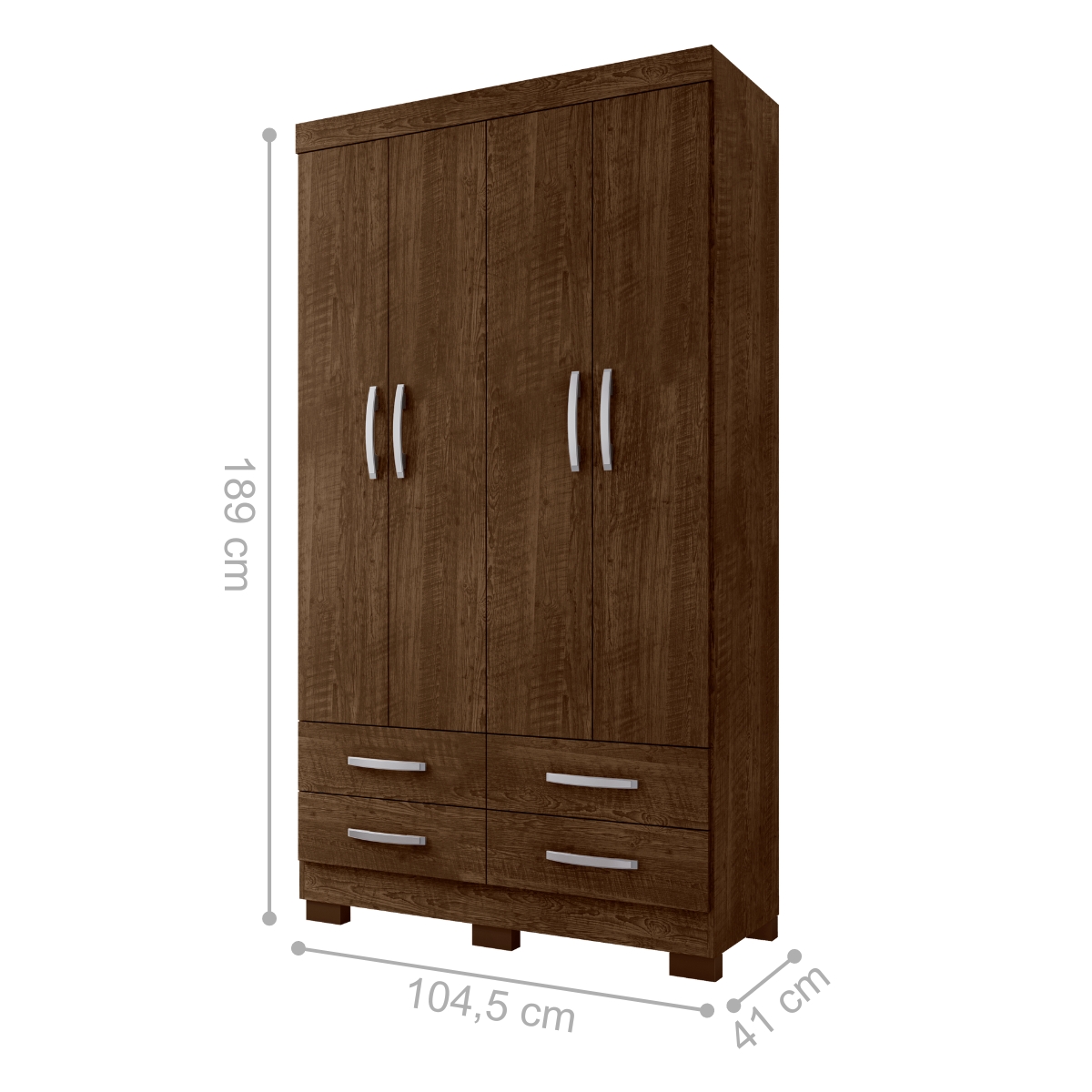 Guarda Roupa 4 Portas e 4 Gavetas Deventer Malbec 