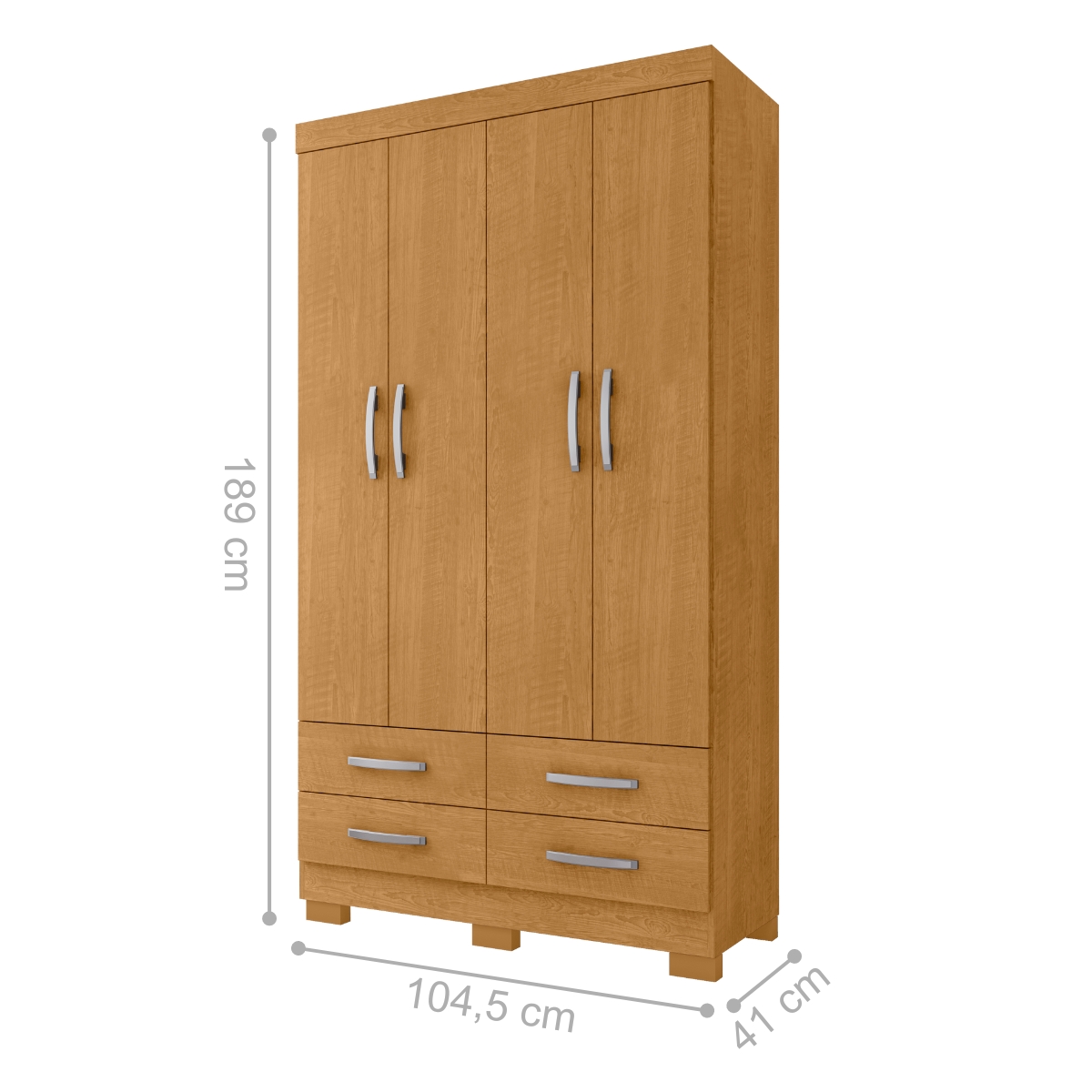 Guarda Roupa 4 Portas e 4 Gavetas Deventer Naturalle