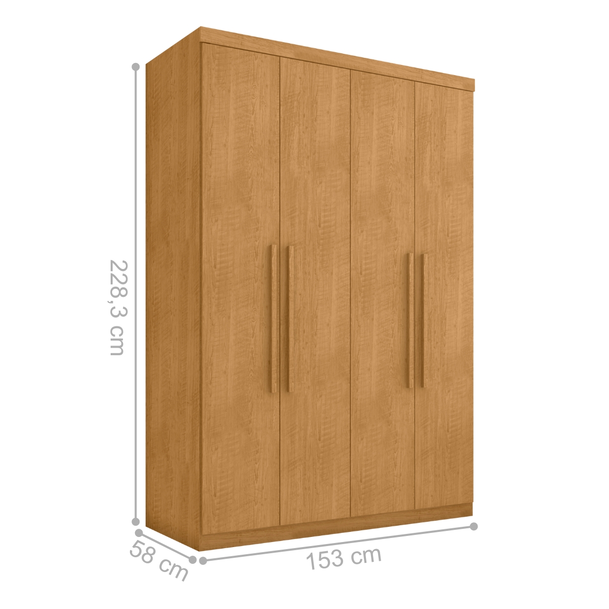 Guarda Roupa 4 Portas e 4 Gavetas Lages Naturalle 