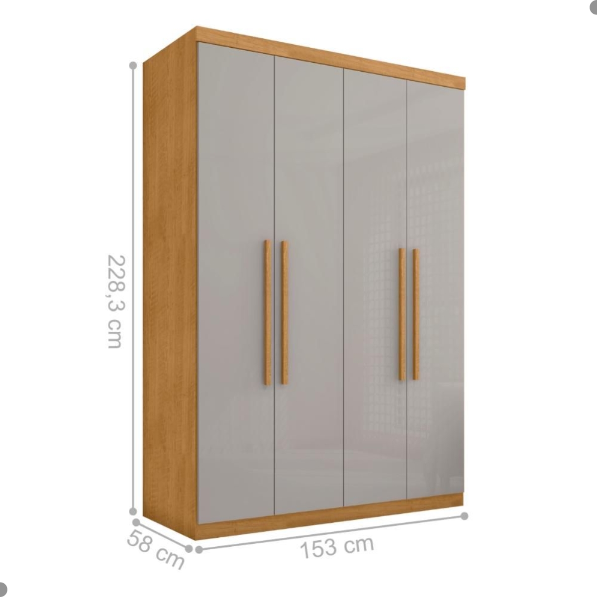 Guarda Roupa 4 Portas e 4 Gavetas Lages Naturalle Off White
