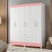 Guarda Roupa 6 Portas Cancun Branco Rosa