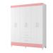 Guarda Roupa 6 Portas Cancun Branco Rosa