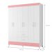 Guarda Roupa 6 Portas Cancun Branco Rosa