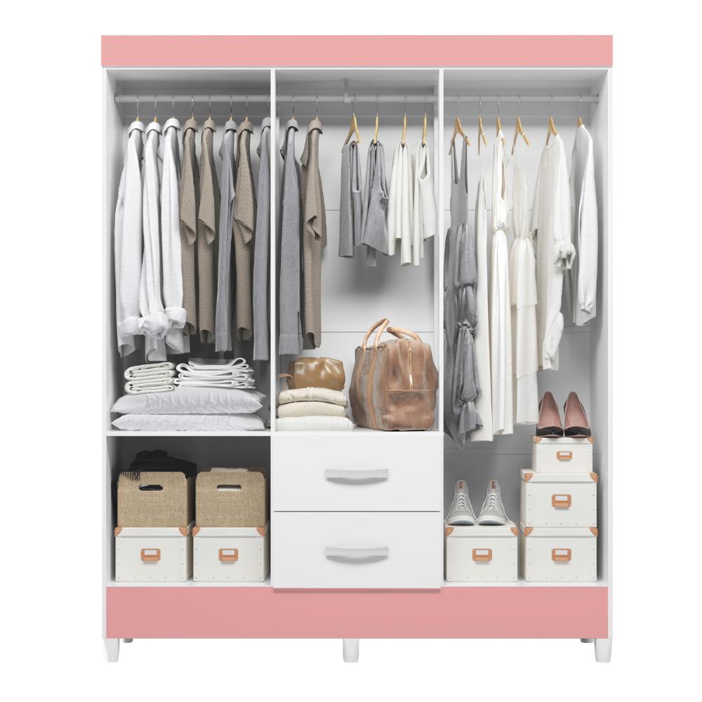 Guarda Roupa 6 Portas Cancun Branco Rosa