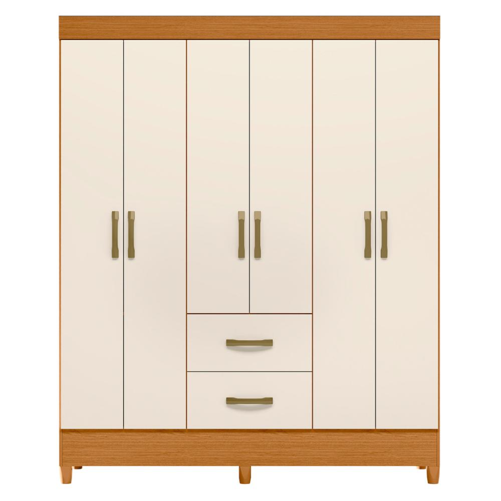 Guarda Roupa 6 Portas Cancun Cinamomo Off White