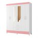 Guarda Roupa 6 Portas Cancun Com Espelho Branco Rosa