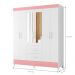 Guarda Roupa 6 Portas Cancun Com Espelho Branco Rosa