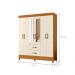 Guarda Roupa 6 Portas Cancun Com Espelho Cinamomo Off White
