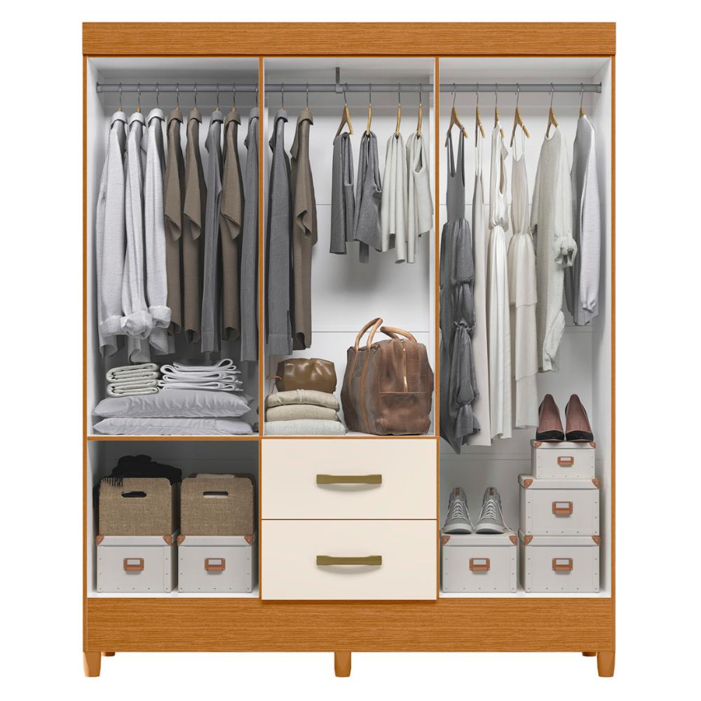 Guarda Roupa 6 Portas Cancun Com Espelho Cinamomo Off White