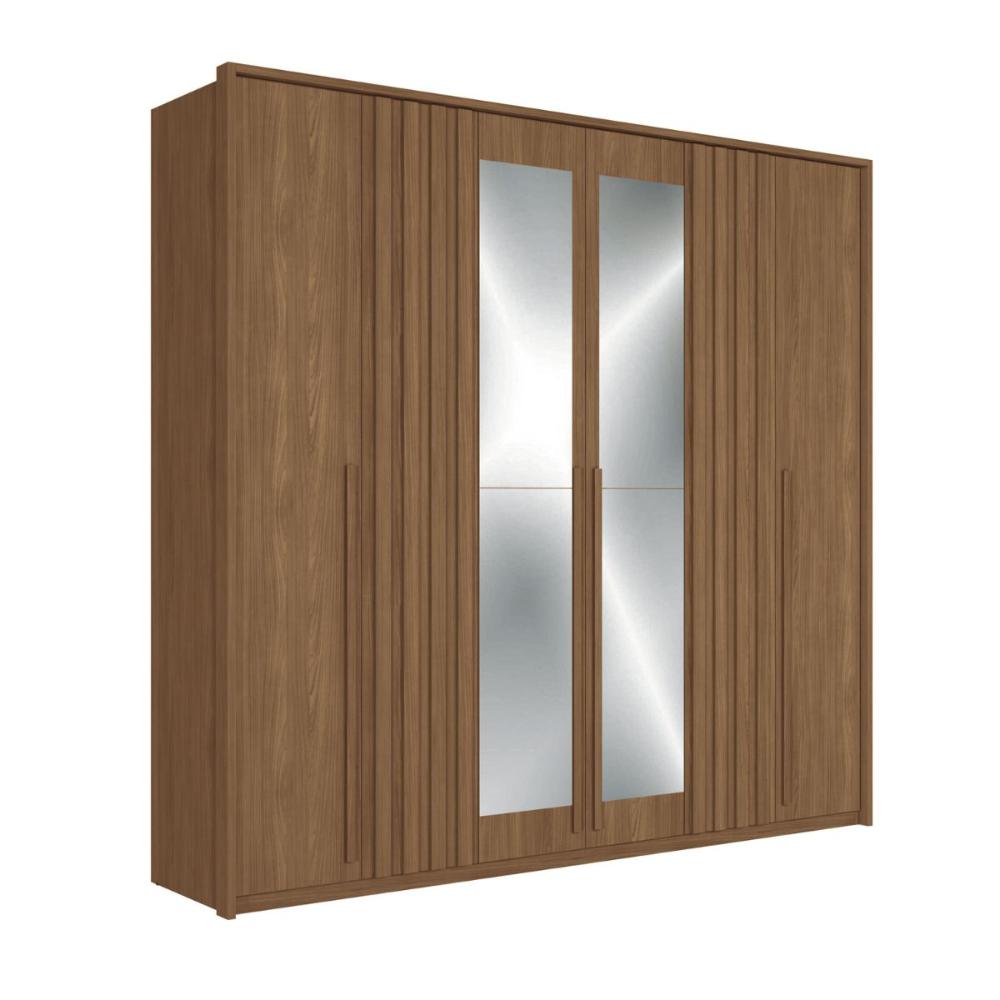 Guarda Roupa 6 Portas Espelho Israel Jatoba 
