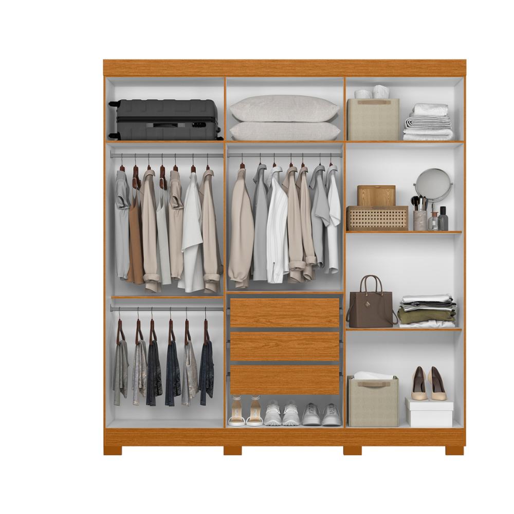 Guarda Roupa 6 Portas Espelho Mendes Cinamomo Off White