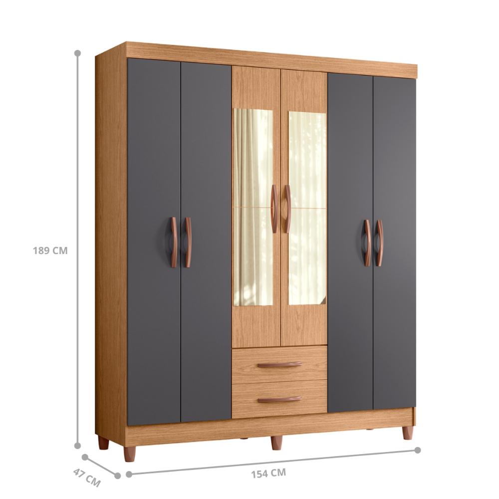 Guarda Roupa 6 Portas Margarida Freijo Titanium